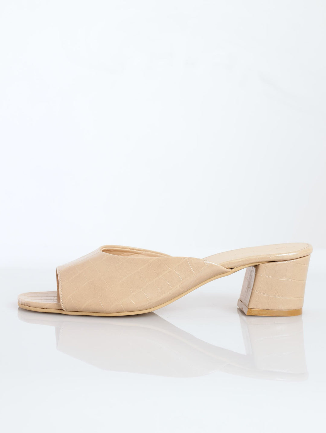 Ladies Push-In Block Heel Sandal - Nude
