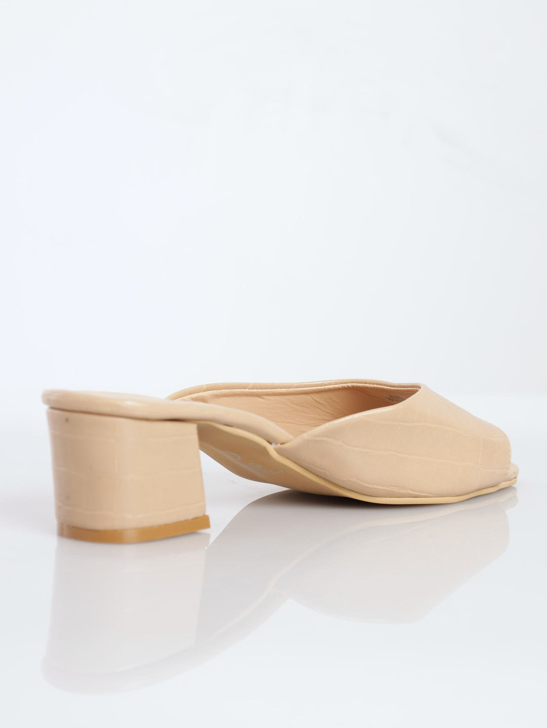 Ladies Push-In Block Heel Sandal - Nude