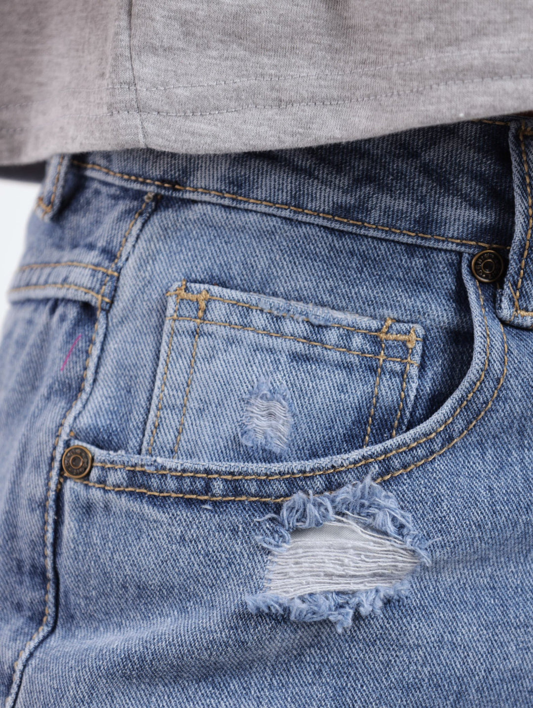 Ladies Stonewash Hi-Waist Straightleg Long Denim Jean