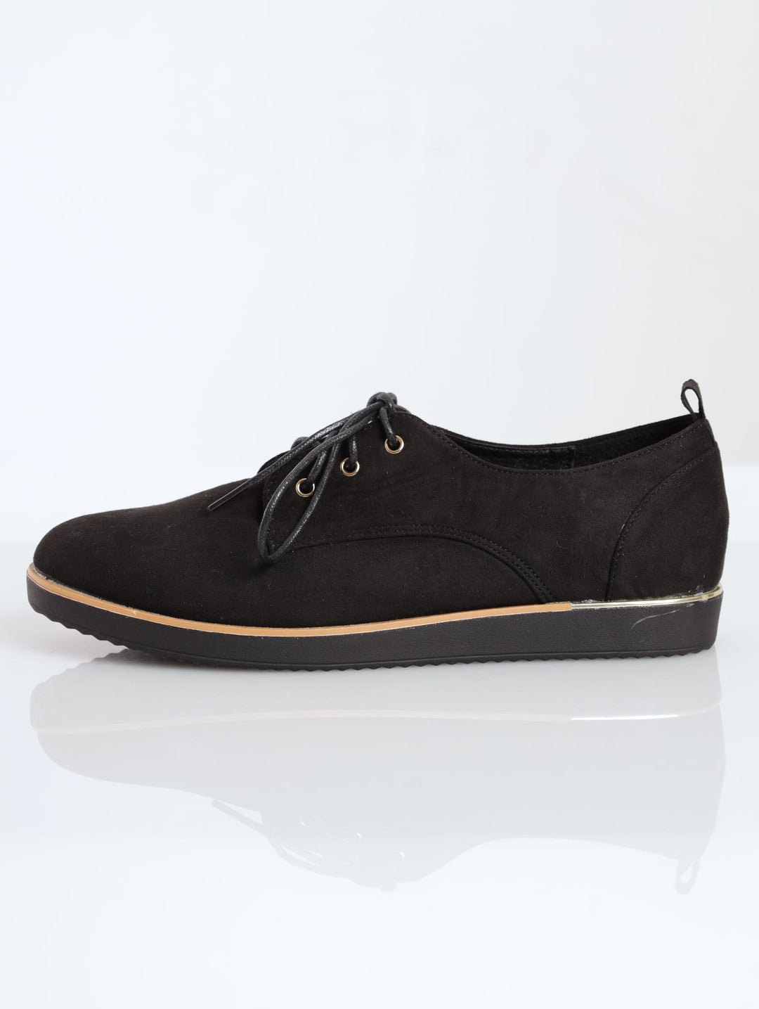 Ladies Lace-Up Brogue On Two-Tone Outsole - Black