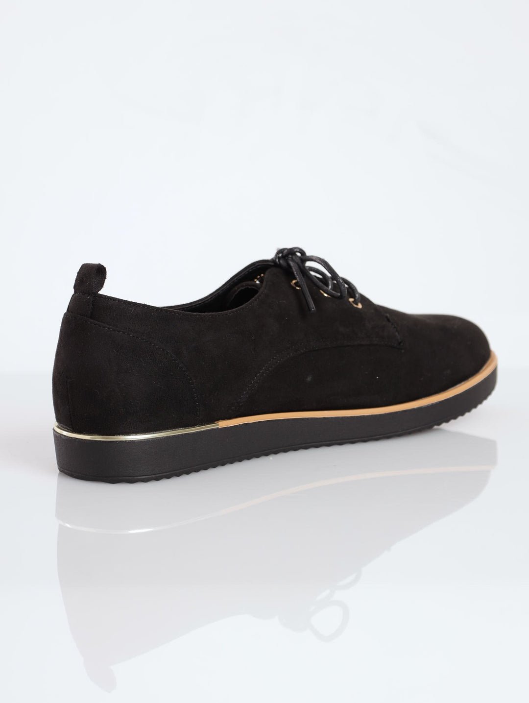 Ladies Lace-Up Brogue On Two-Tone Outsole - Black