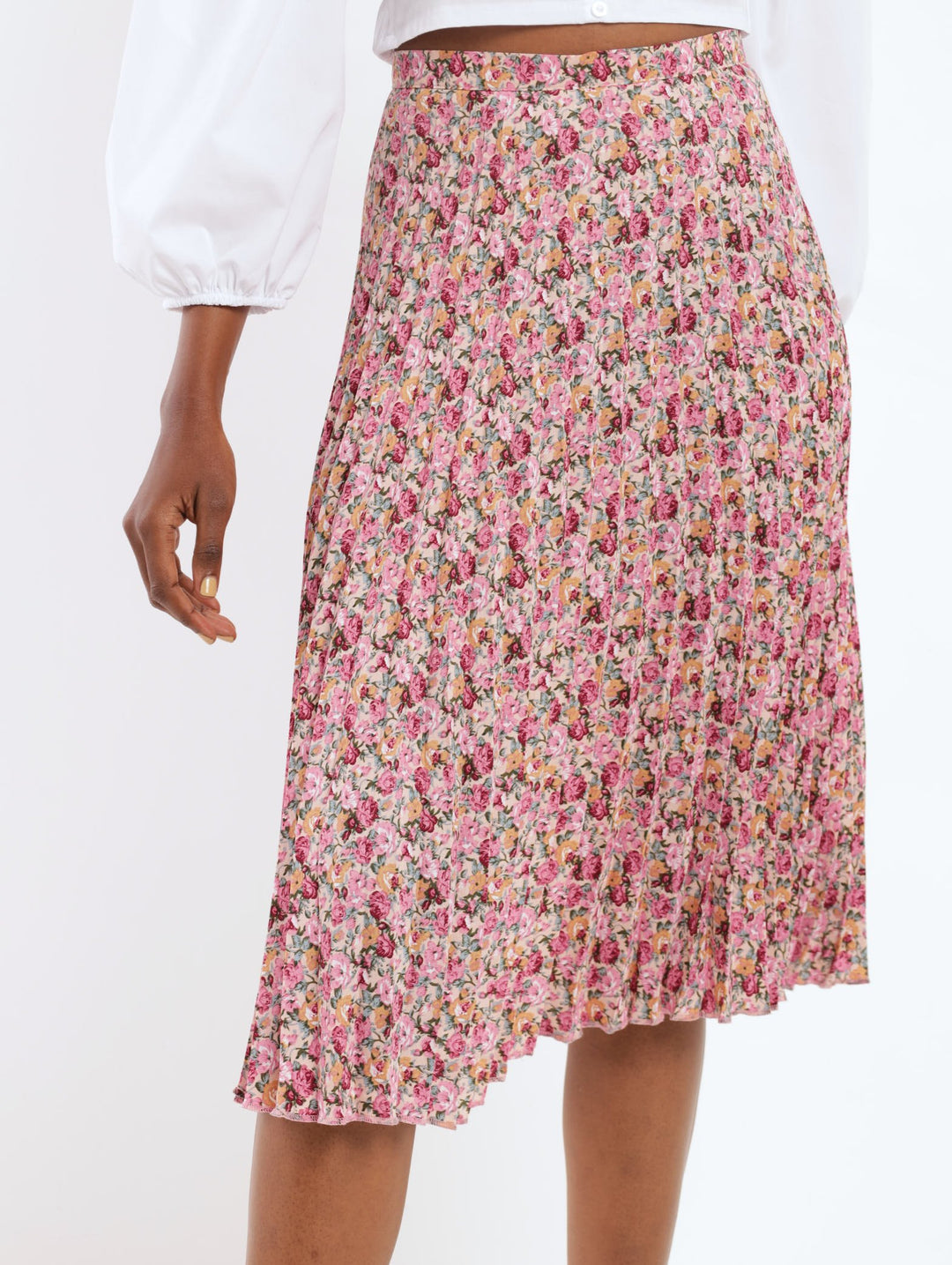 Ladies Ditsy Pleated Midi Skirt - Floral