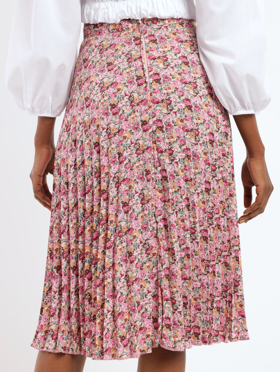 Ladies Ditsy Pleated Midi Skirt - Floral