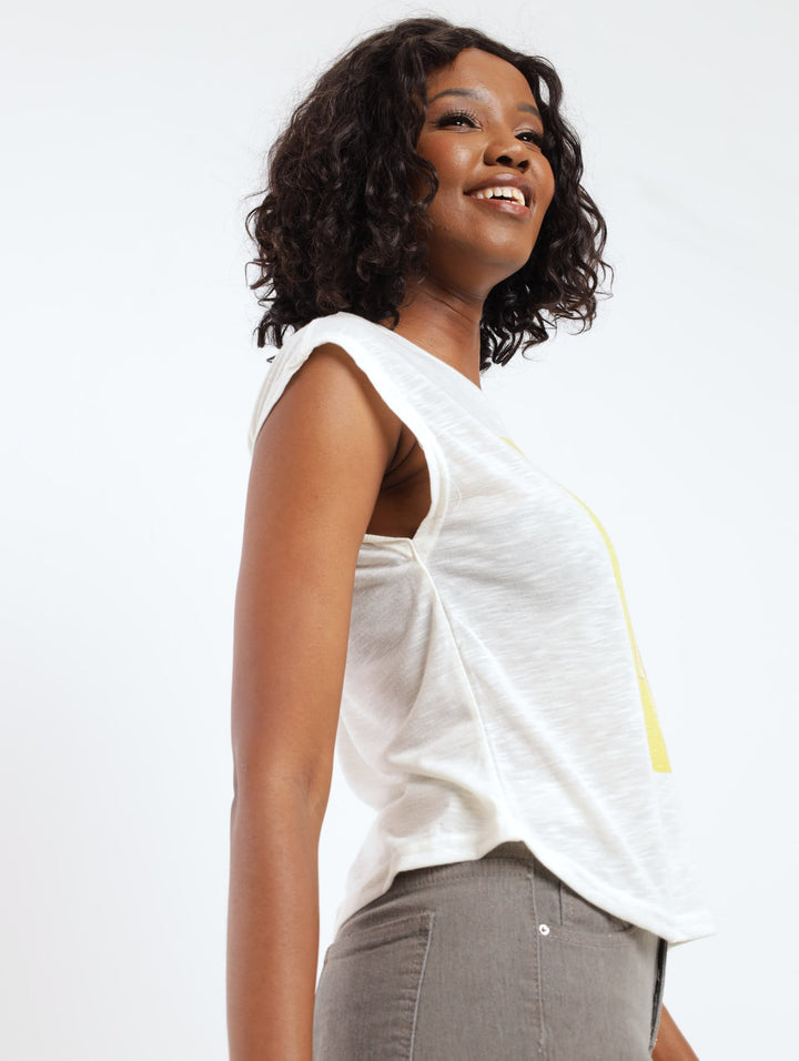 Ladies Short Sleeve Icon Top - Cream