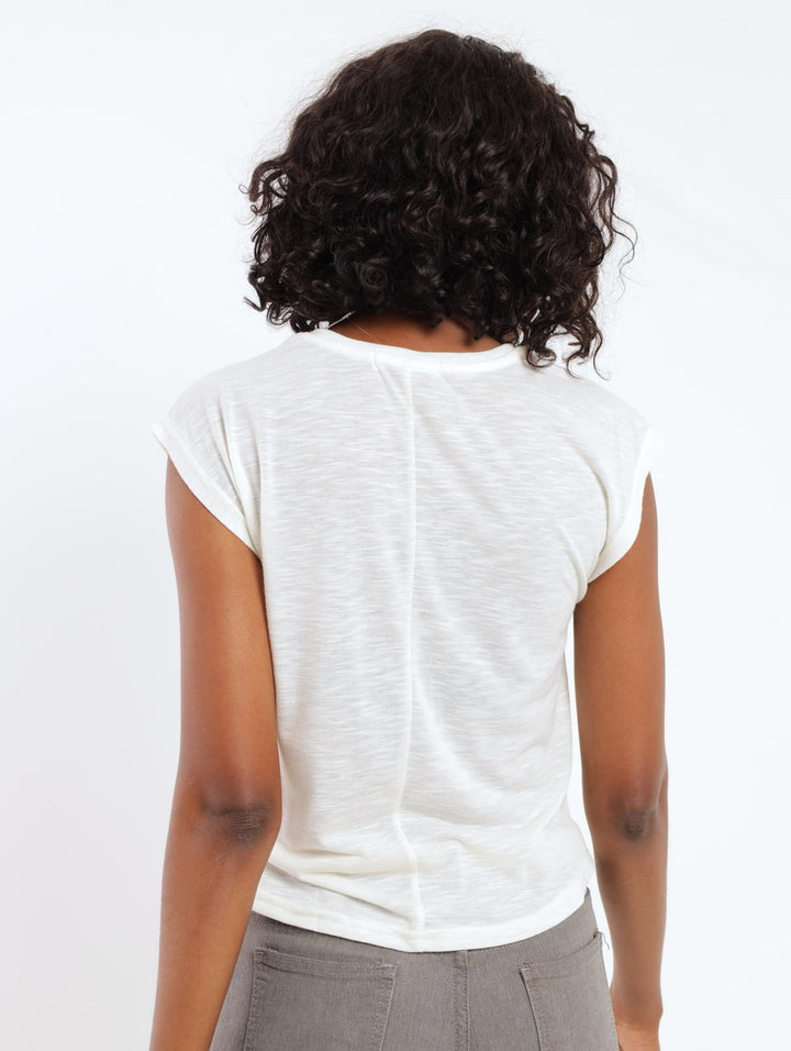 Ladies Short Sleeve Icon Top - Cream