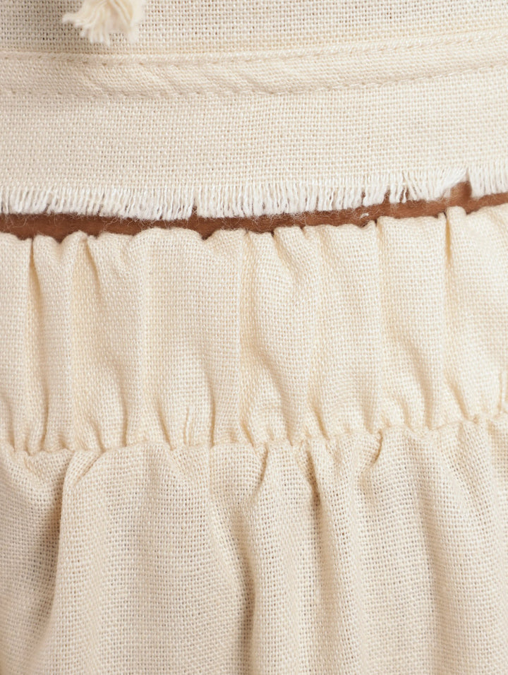 Ladies Tiered Mini Skirt - Cream