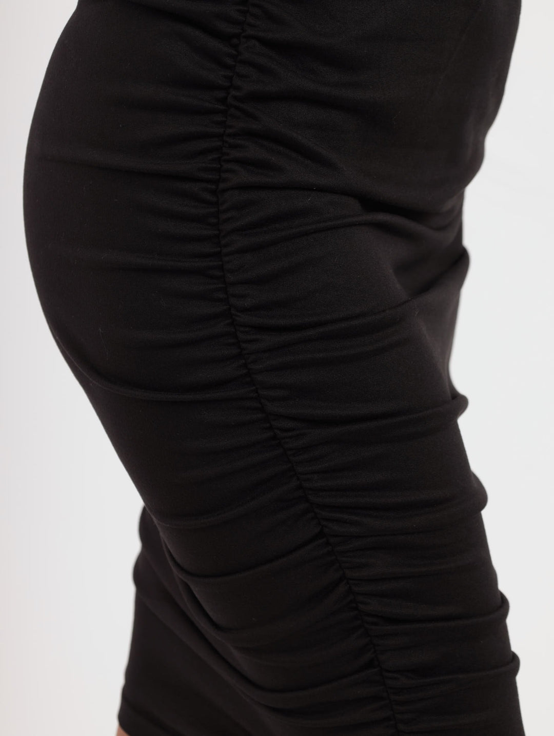 Ladies Ruched Bodycon Dress - Black