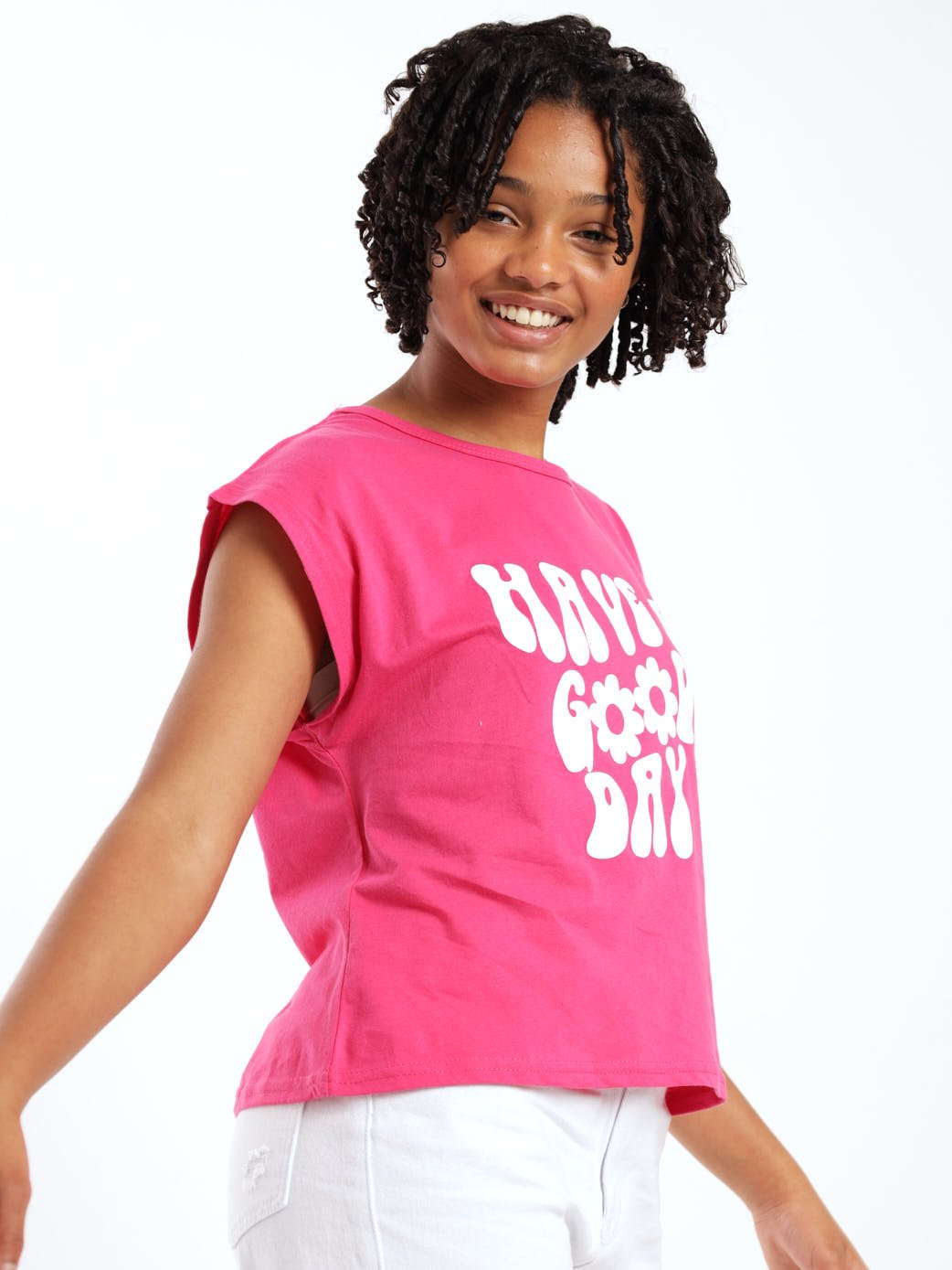Girls Good Day Boxy Tee - Cerise