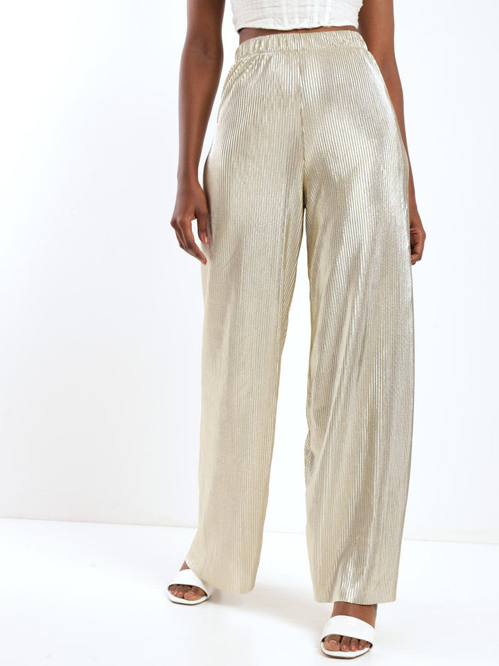 Ladies Foil Bodre Pant - Gold