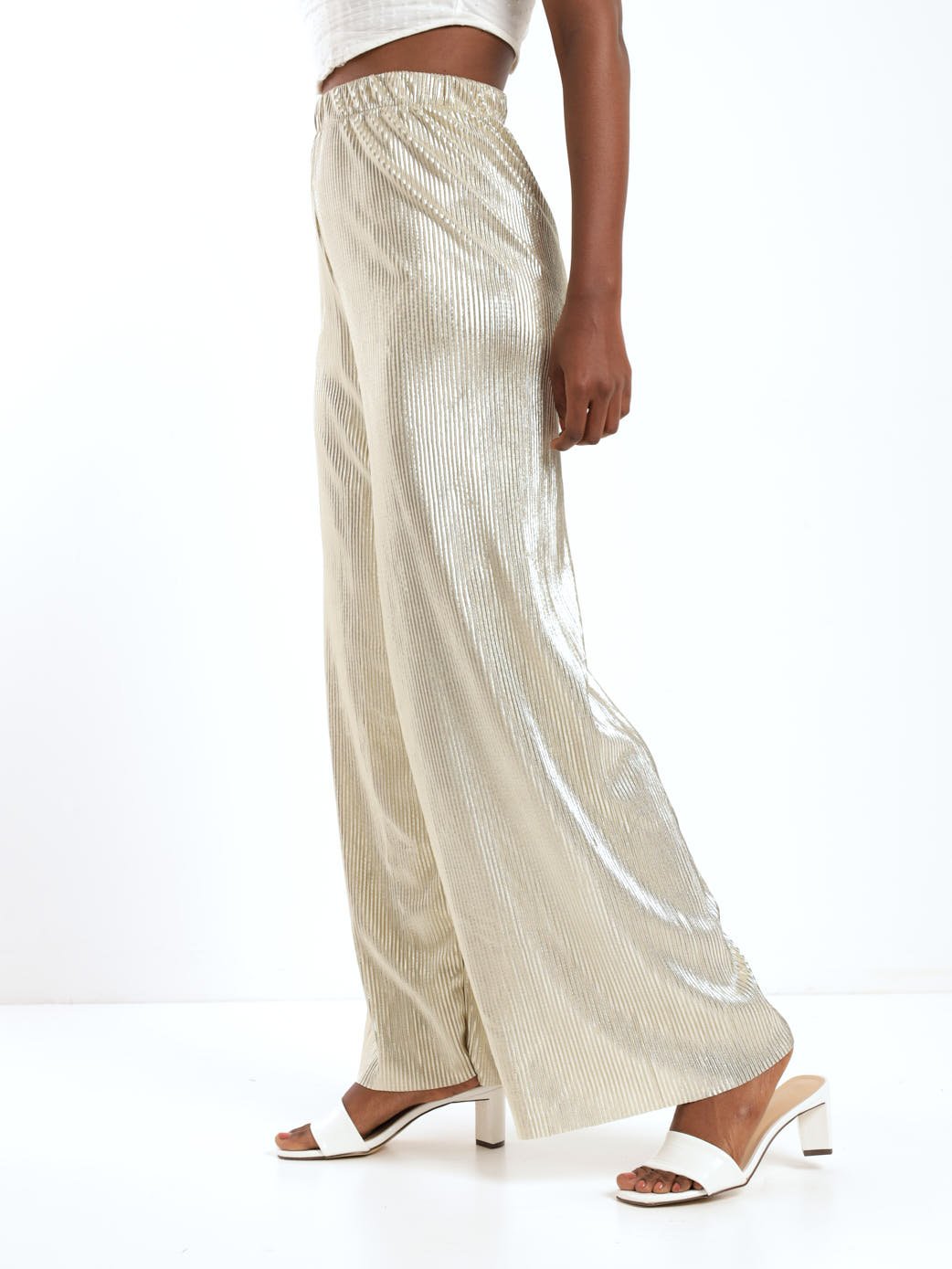Ladies Foil Bodre Pant - Gold