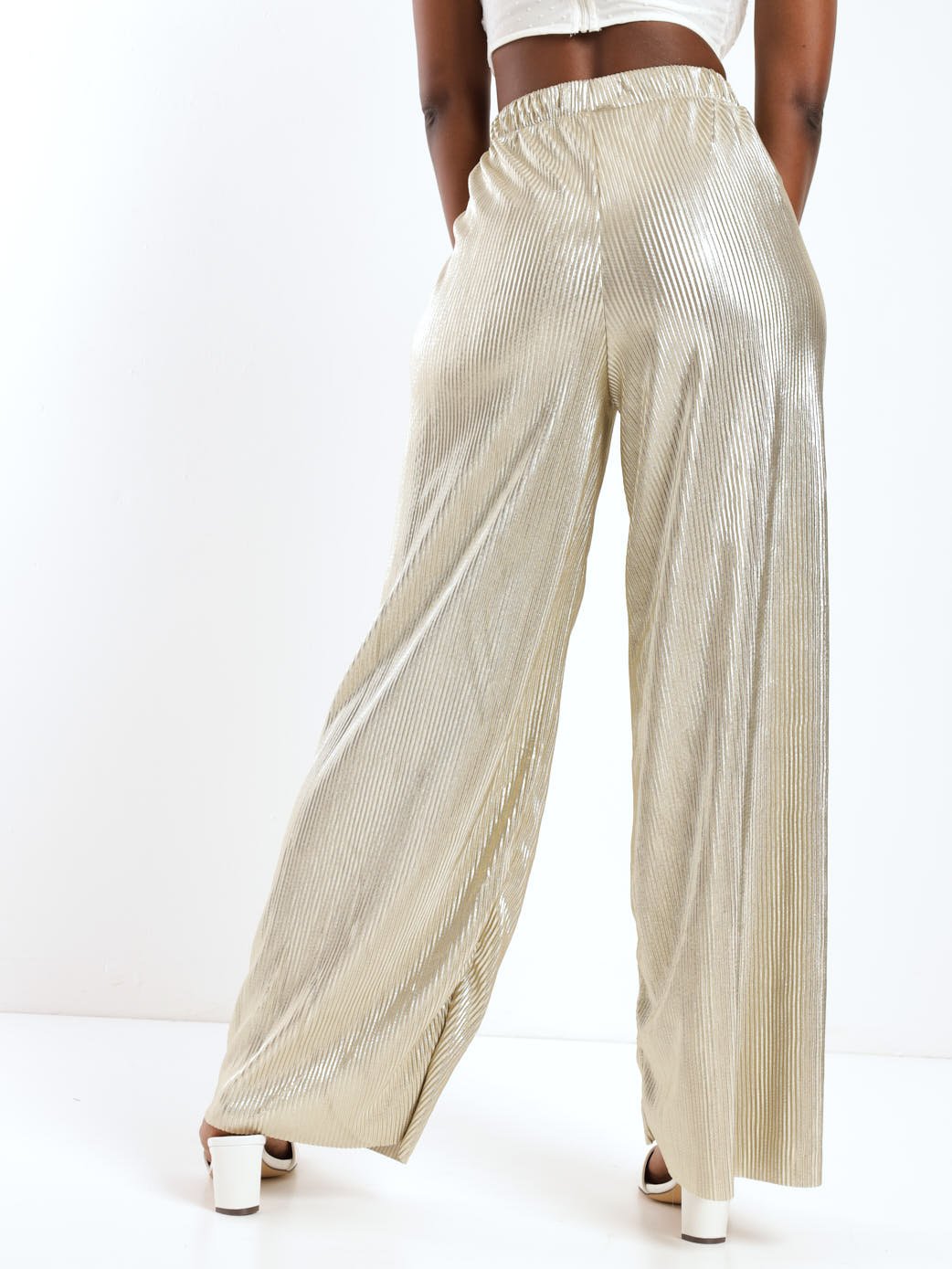 Ladies Foil Bodre Pant - Gold