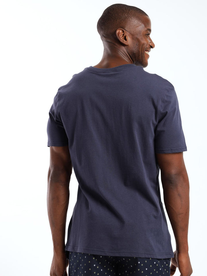 Men's Short Sleeve Colourblock Slogan Tee - Grey Melange