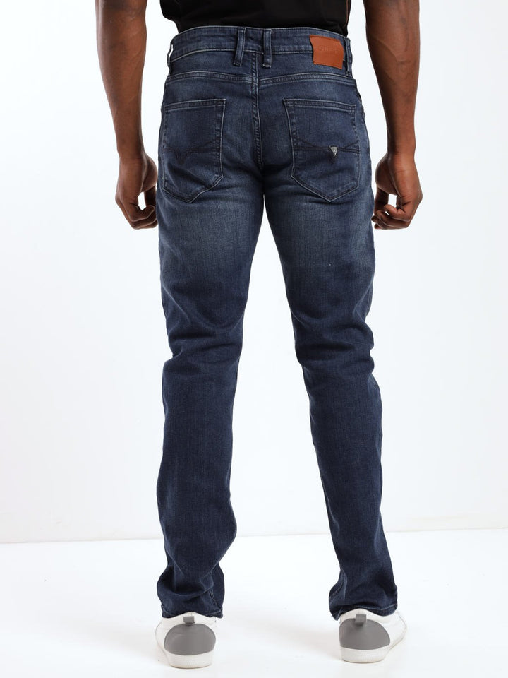 Men's Dark Blue Slim Straight Denim Jean