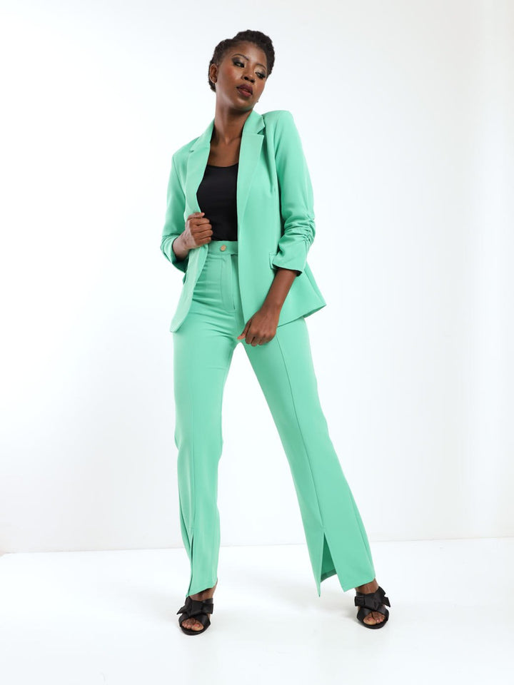 Ladies Fancy Button Detail Blazer - Green