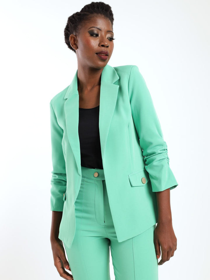 Ladies Fancy Button Detail Blazer - Green