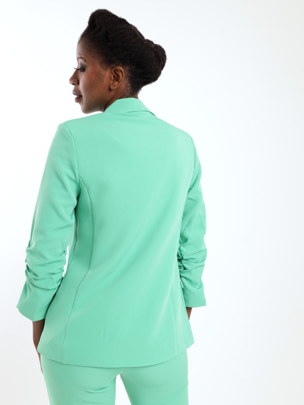 Ladies Fancy Button Detail Blazer - Green