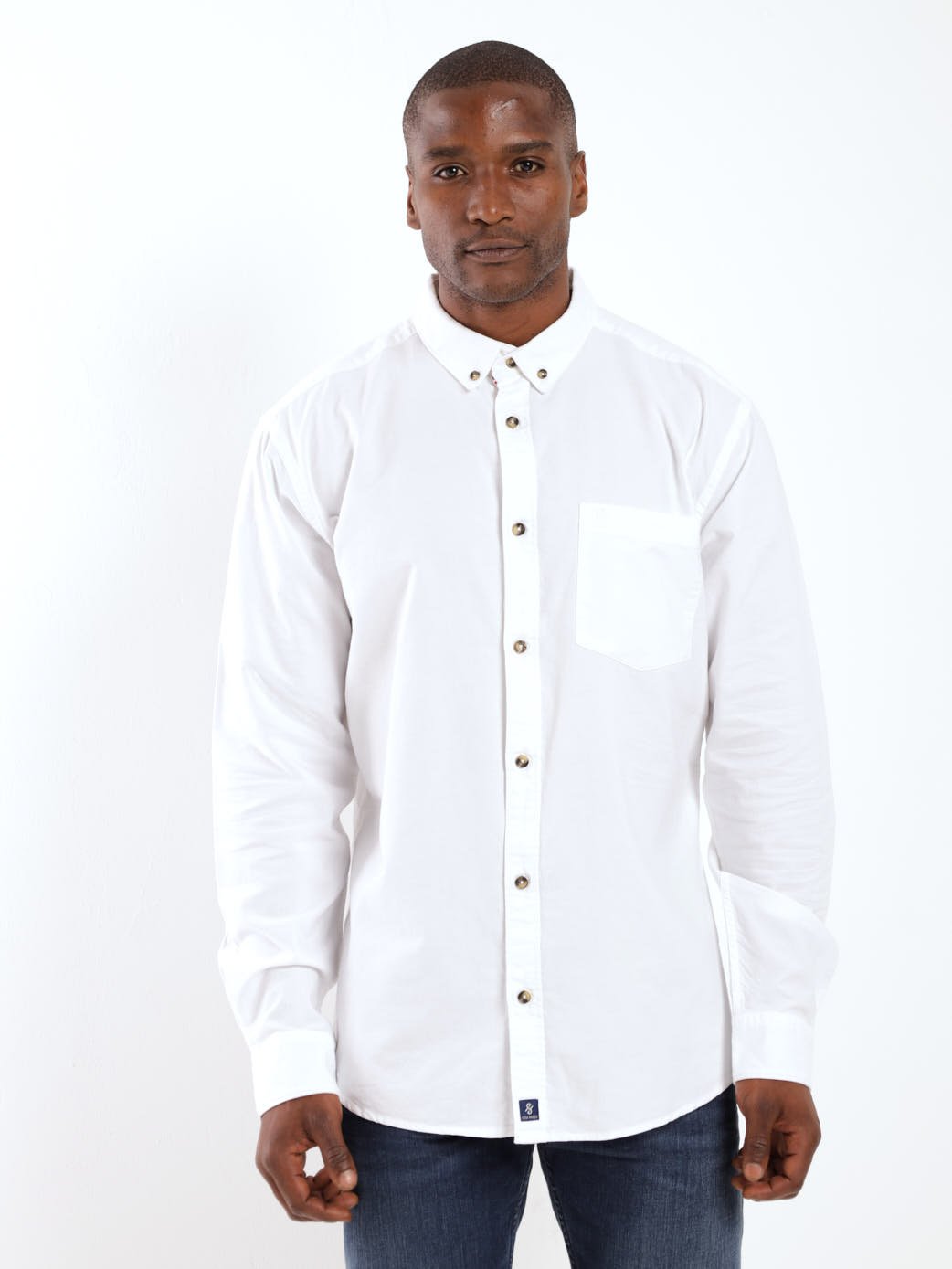 Mens Long Sleeve Plain Oxford White Shirt