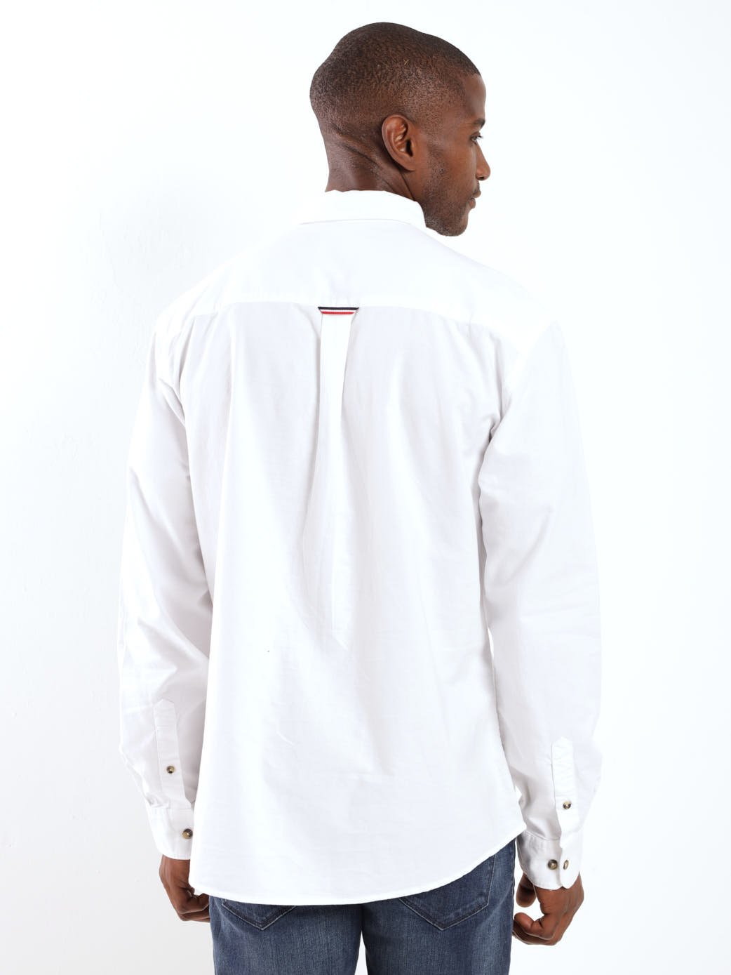 Mens Long Sleeve Plain Oxford White Shirt