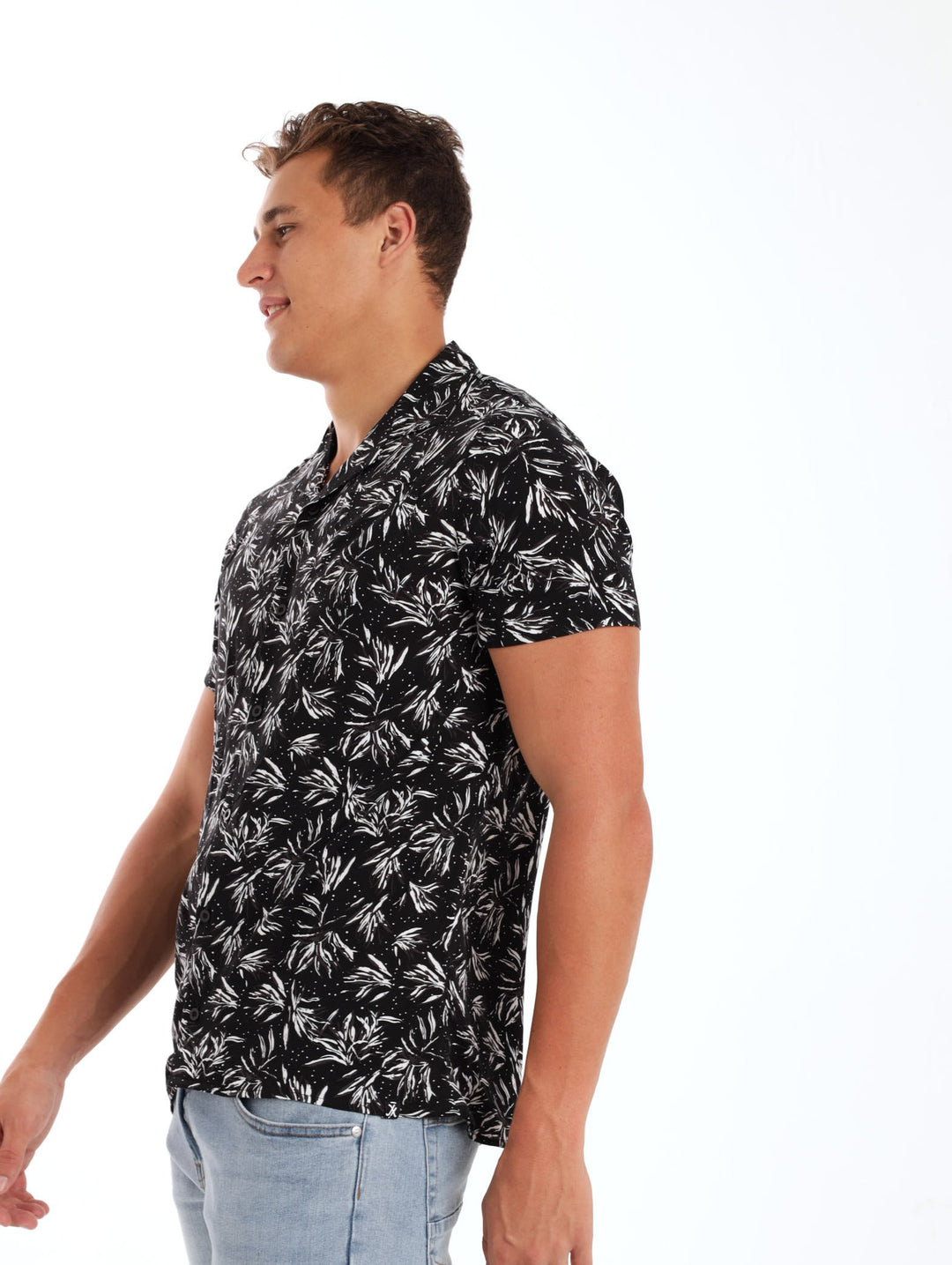 Men's Fine Floral Shirt - Black