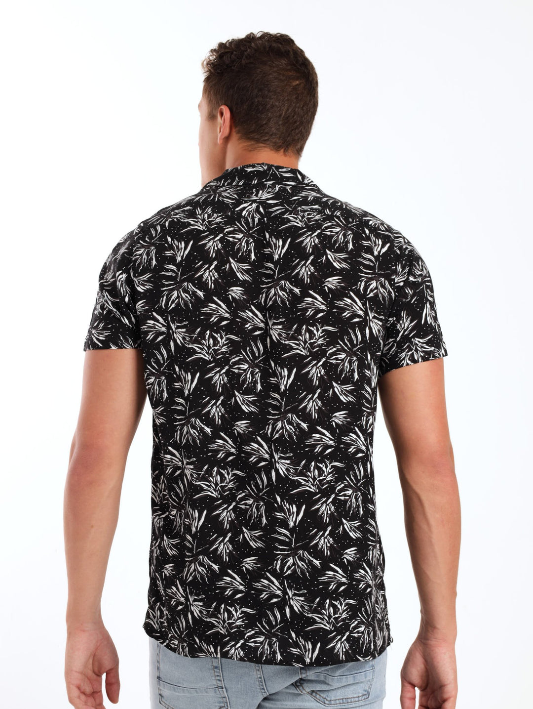 Men's Fine Floral Shirt - Black