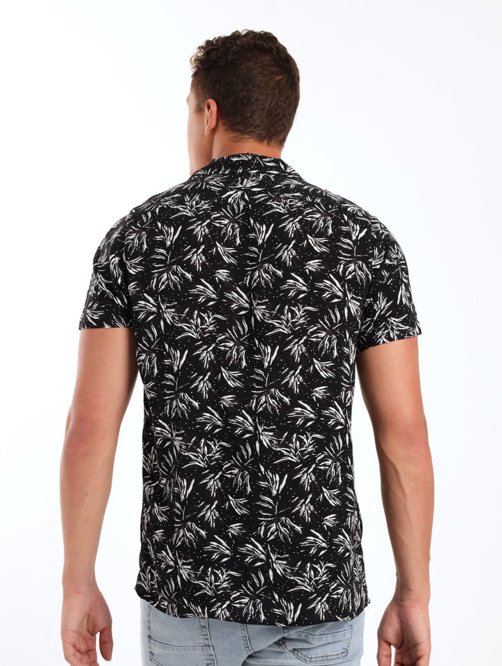 Men's Fine Floral Shirt - Black