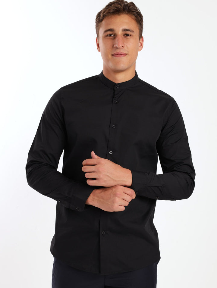 Men's Mandarin Shirt - Black