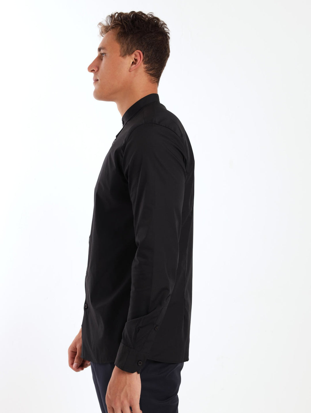 Men's Mandarin Shirt - Black