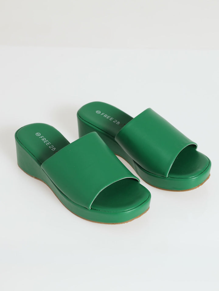 Push-In Mule Flatforms - Green