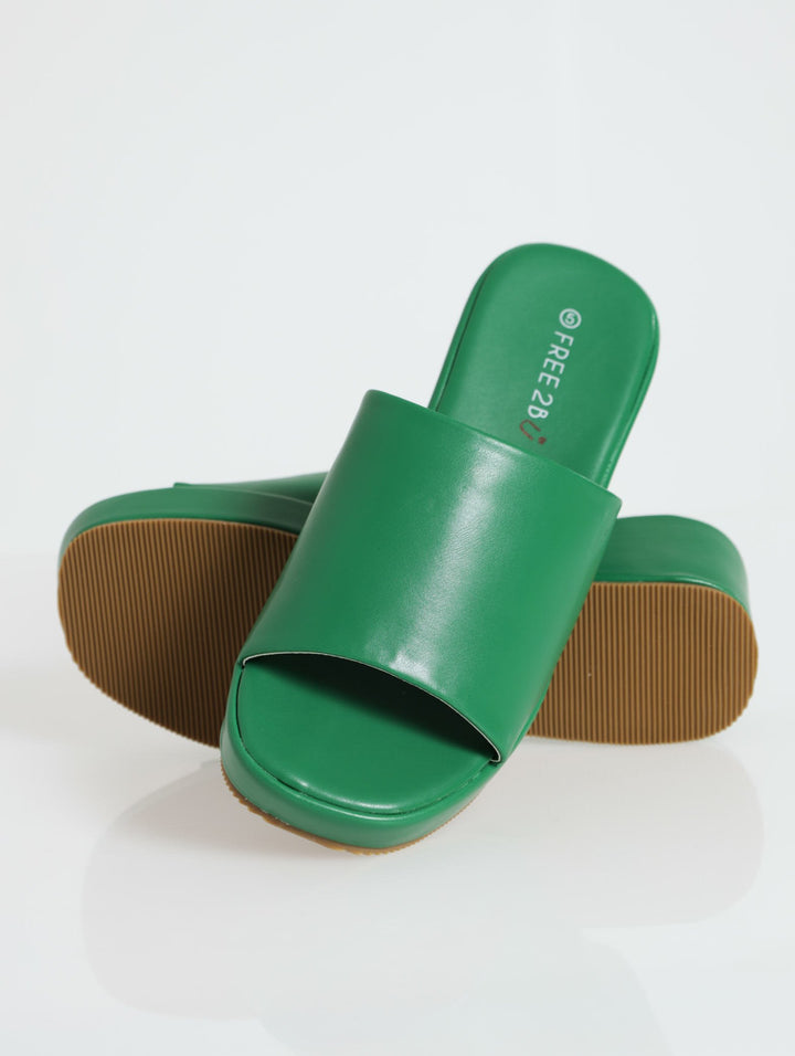 Push-In Mule Flatforms - Green