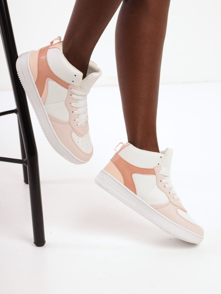 Ladies Panel And Colour Hi-Top Sneaker