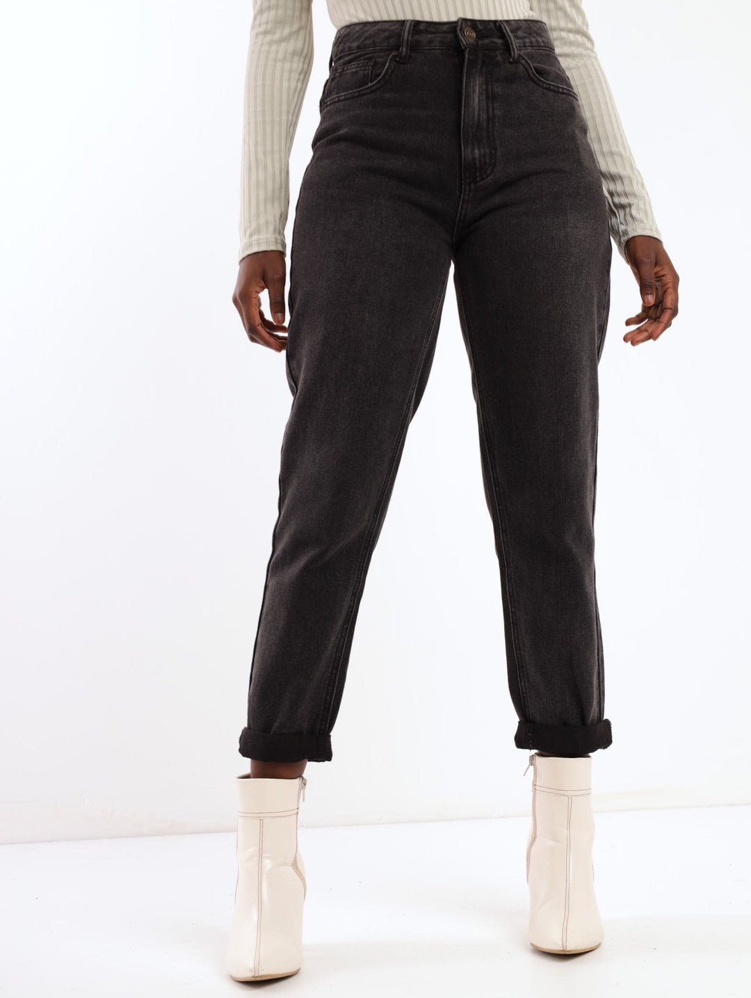 Ladies Black Classic Mom Denim Jean