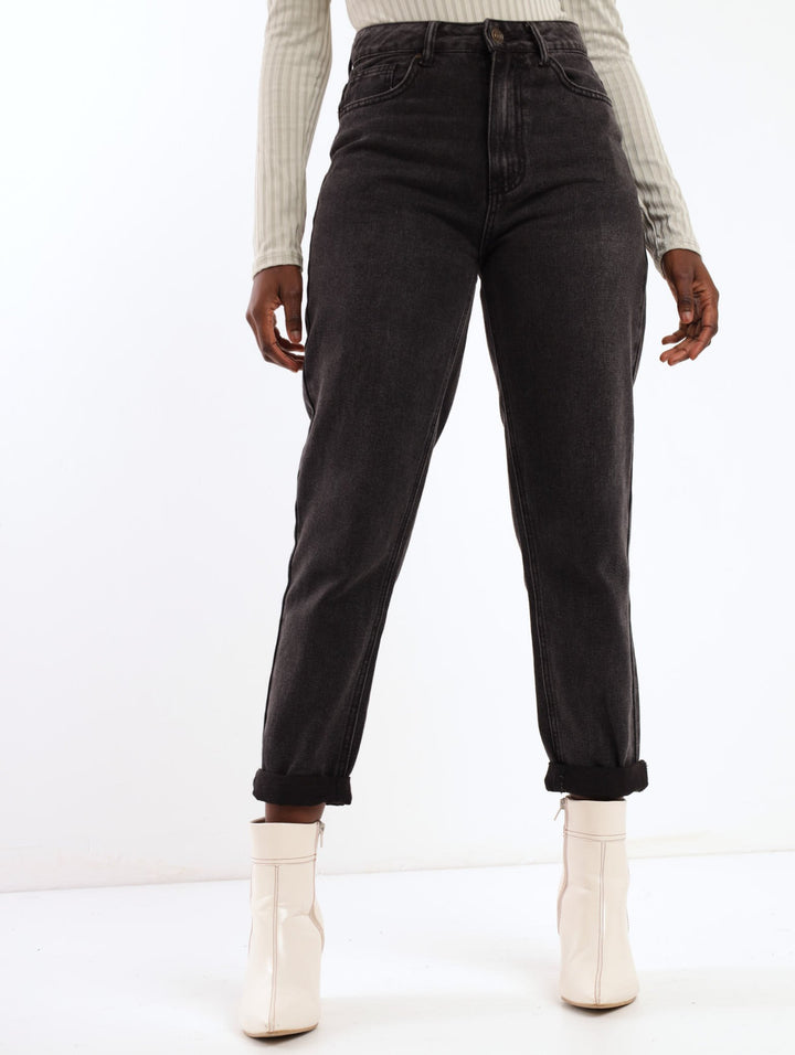 Ladies Black Classic Mom Denim Jean