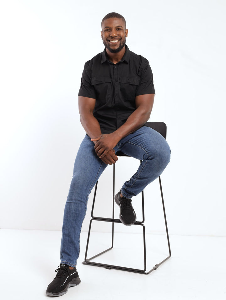 Men's Short Sleeve Utility Shirt - Black