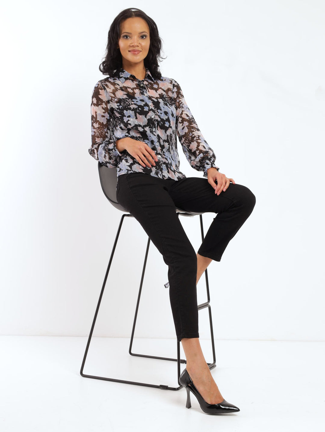 Ladies Clip Spot Button Down Shirt