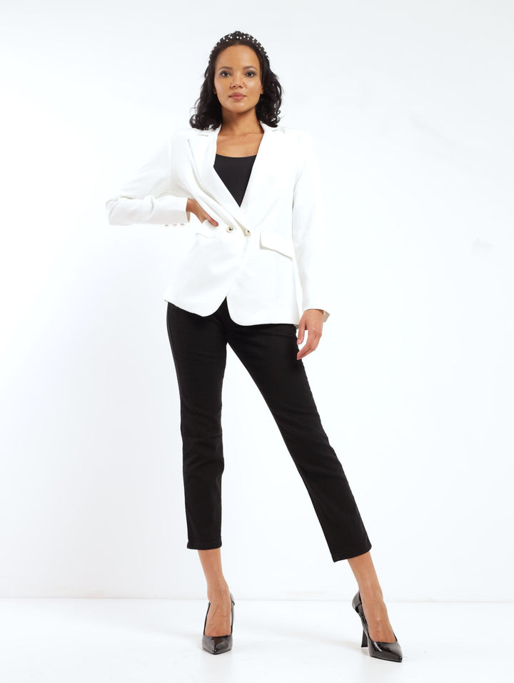 Ladies Double Breast Blazer - White