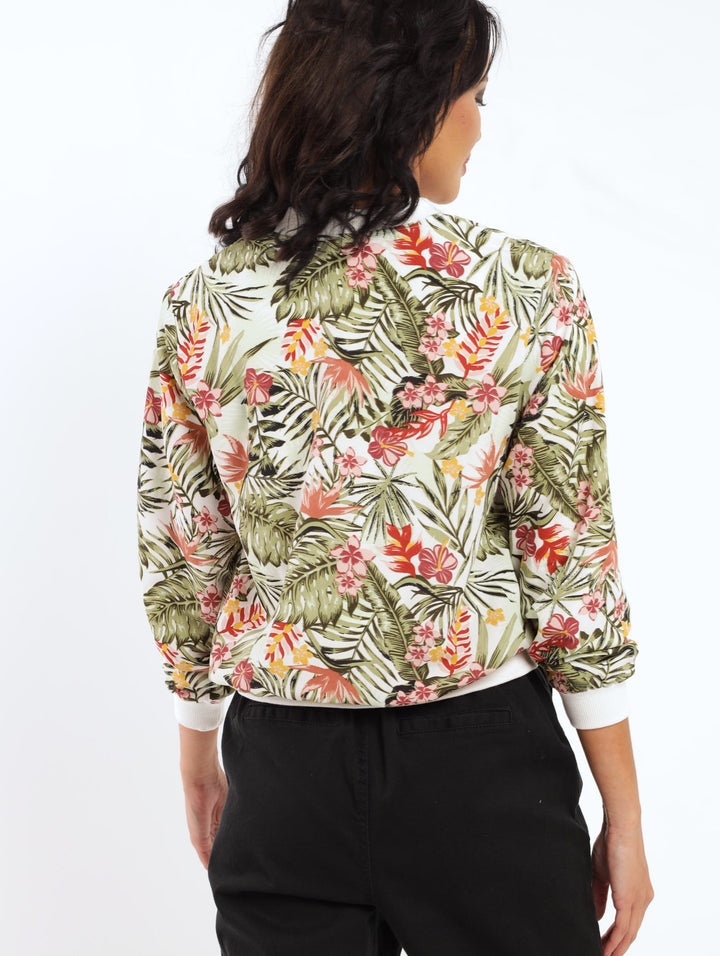 Ladies Long Sleeve Floral Bomber Jacket