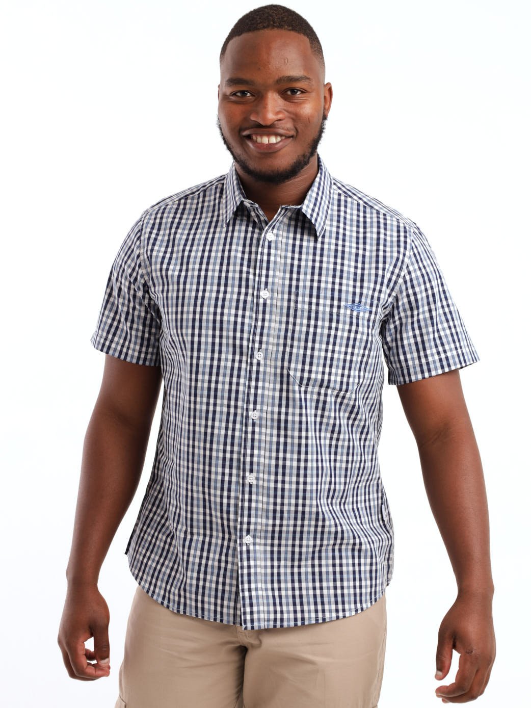 Men's Check Woven Pocket Shirt - Light Blue