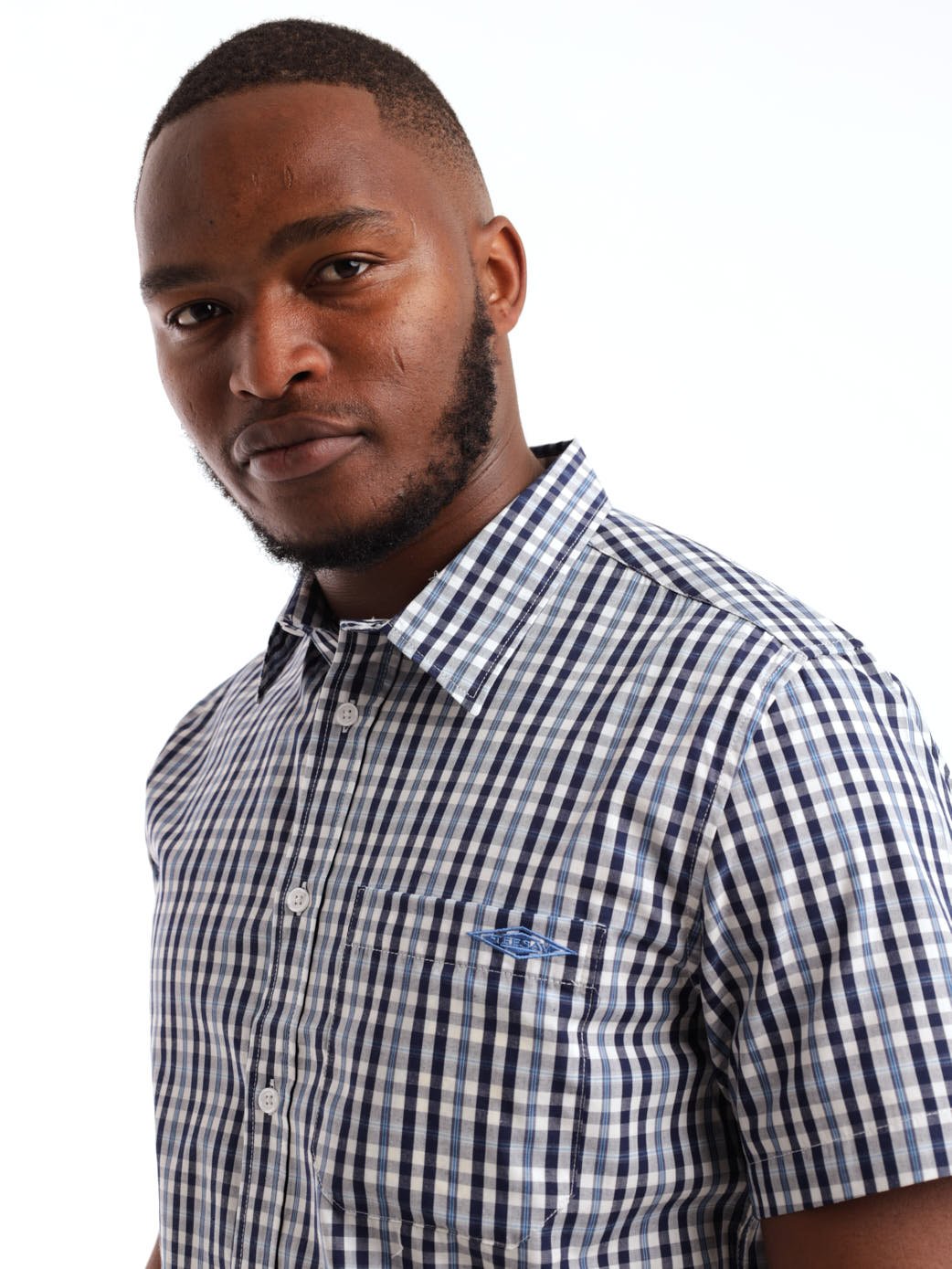 Men's Check Woven Pocket Shirt - Light Blue