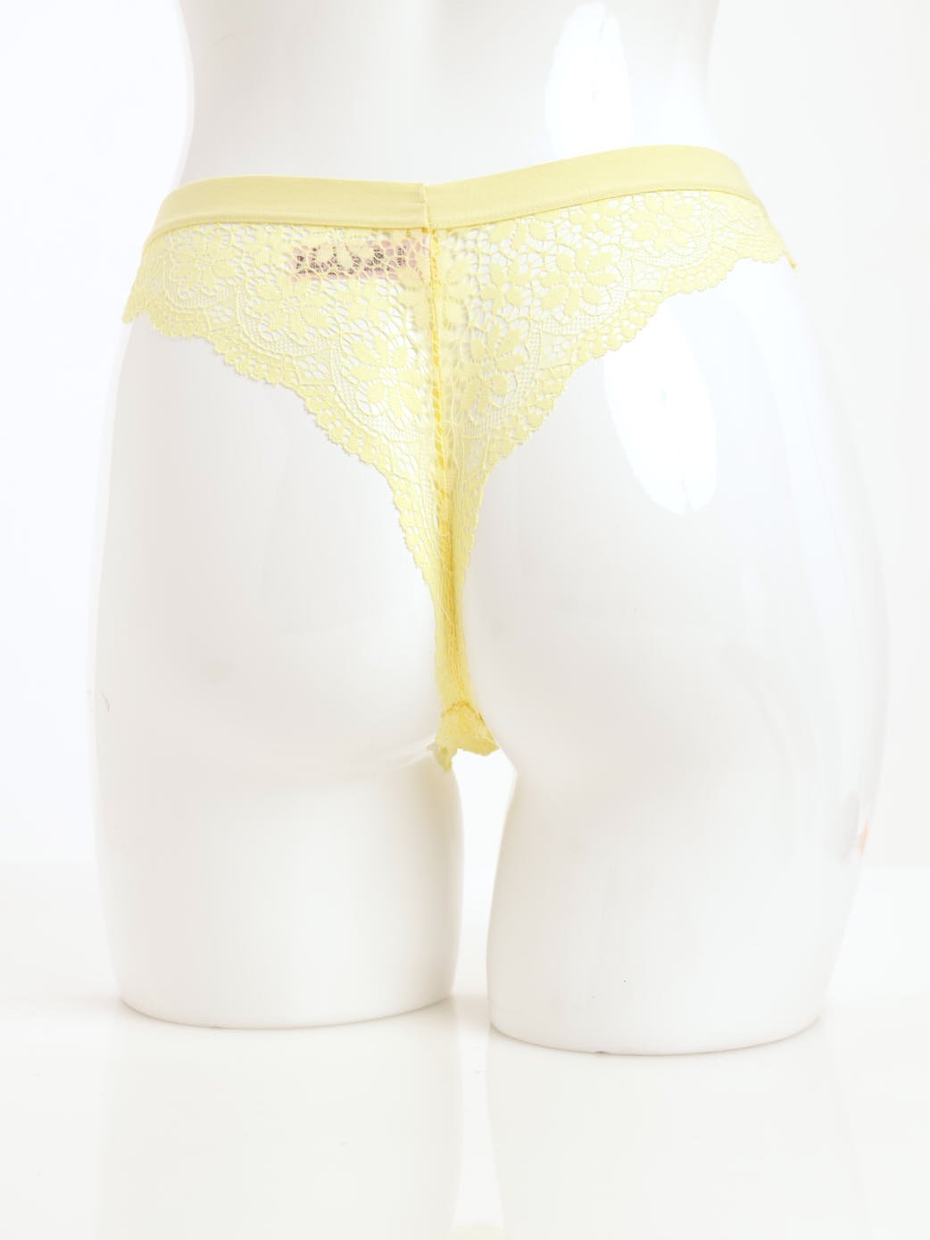 Ladies Big Bow Lace Thong Panty - Yellow