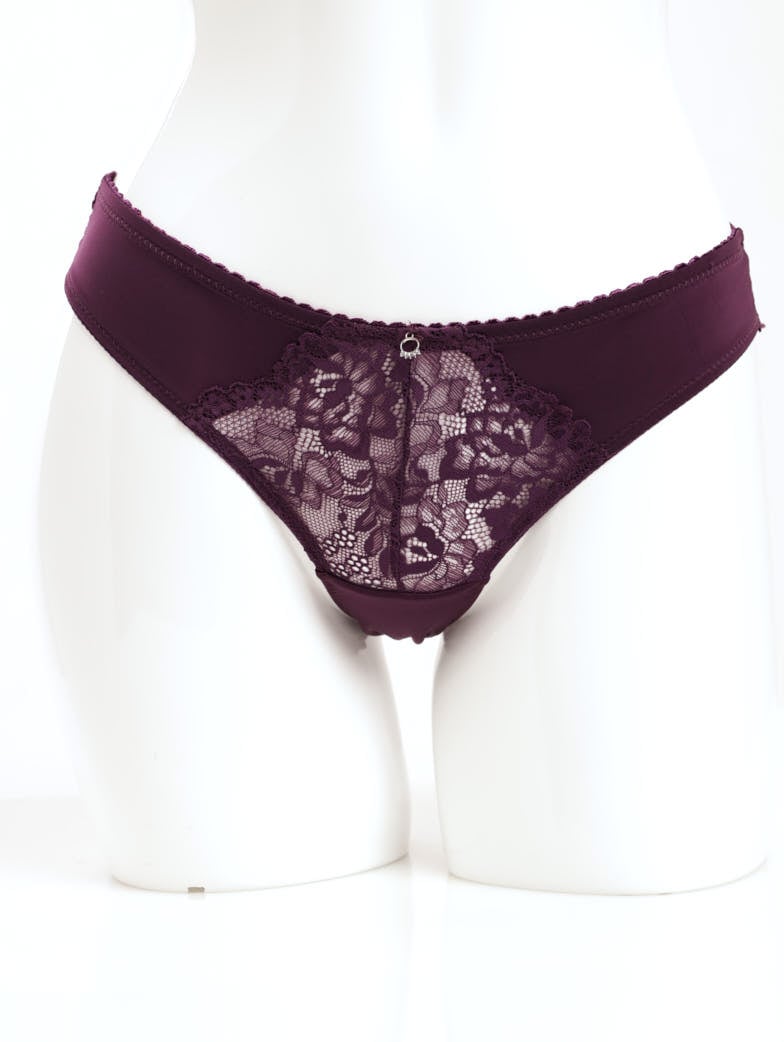 Ladies Bikini Mesh & Lace Panty - Dark Purple