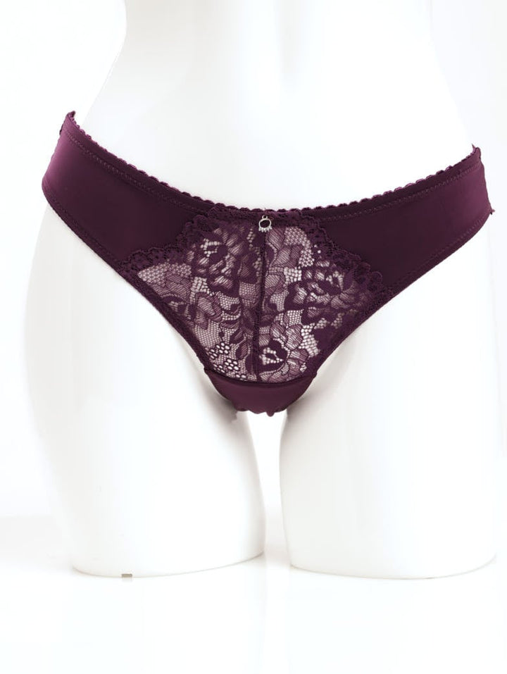 Ladies Bikini Mesh & Lace Panty - Dark Purple