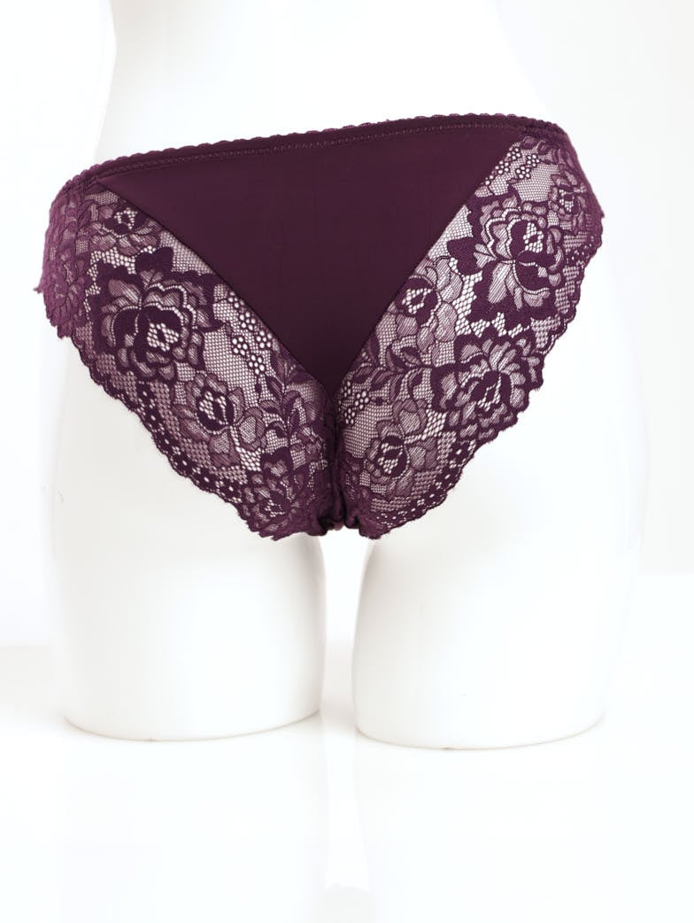 Ladies Bikini Mesh & Lace Panty - Dark Purple