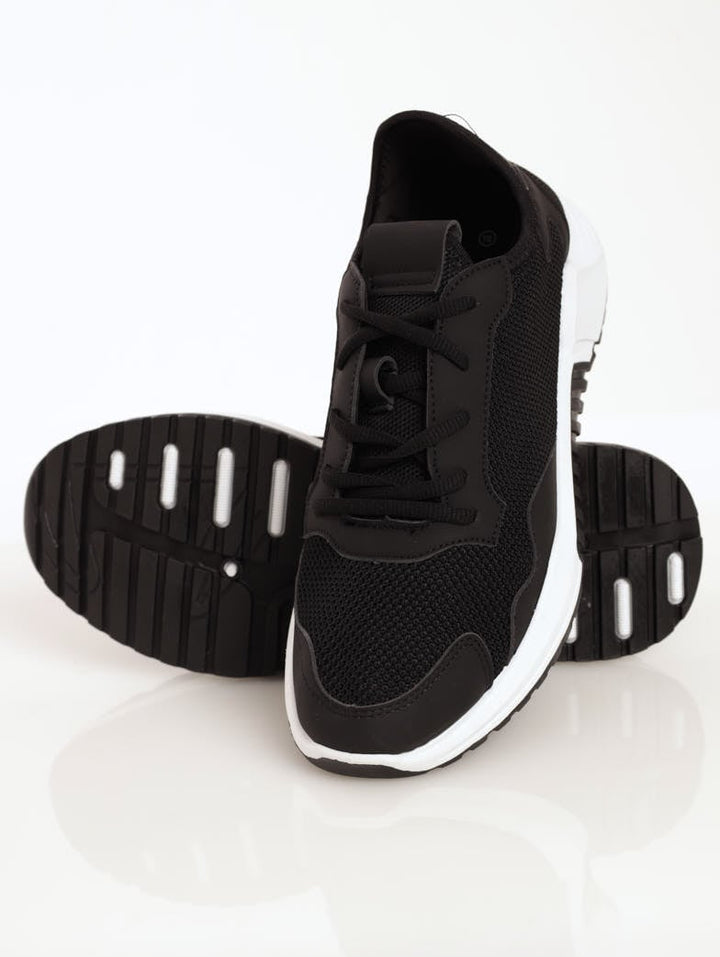 Men's Lace-Up Mesh Trainer Sneaker - Black