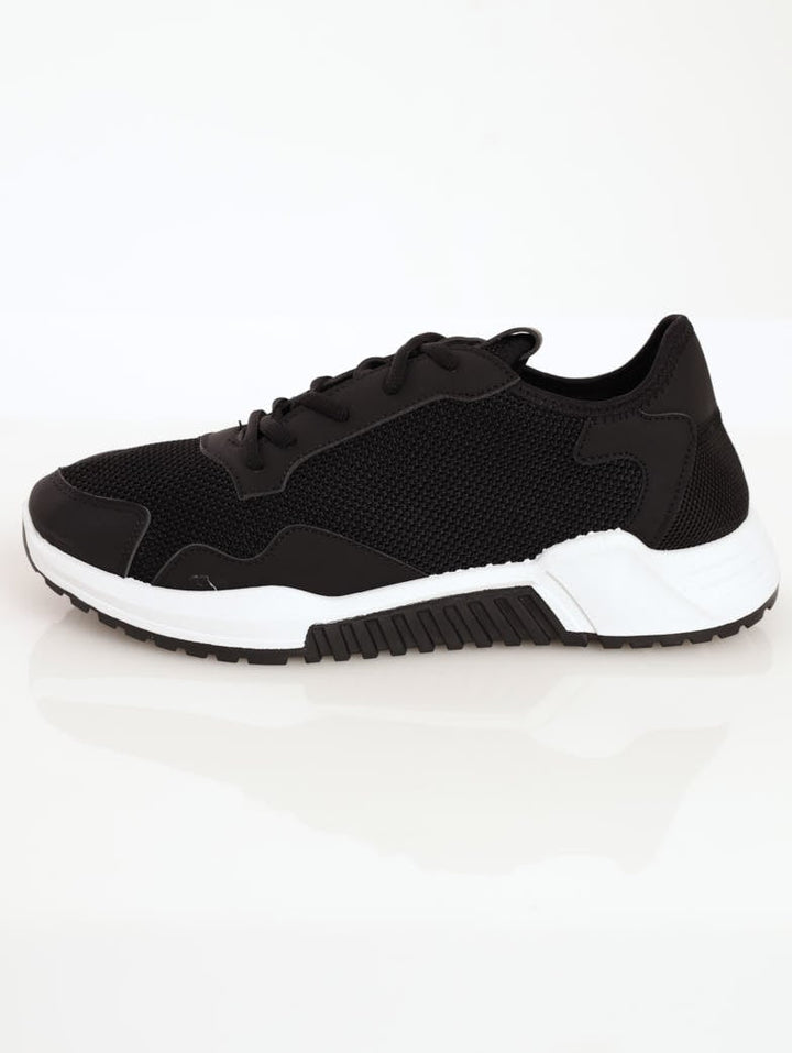Men's Lace-Up Mesh Trainer Sneaker - Black