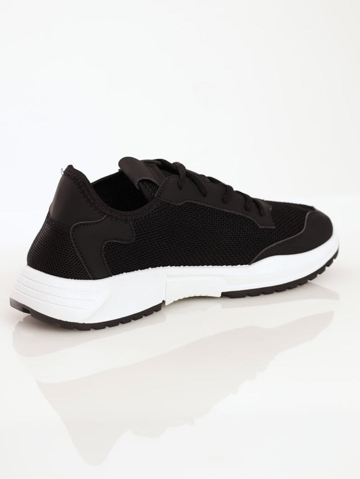 Men's Lace-Up Mesh Trainer Sneaker - Black