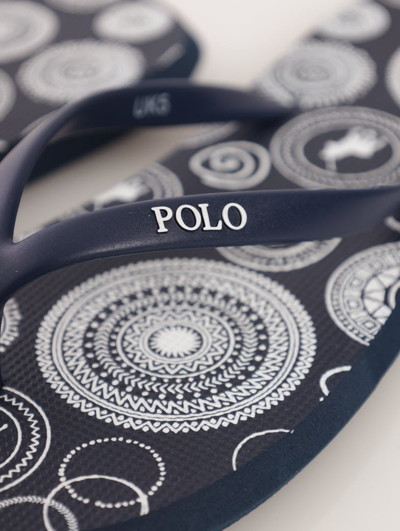 Ladies African Print Flip-Flop Sandal - Navy