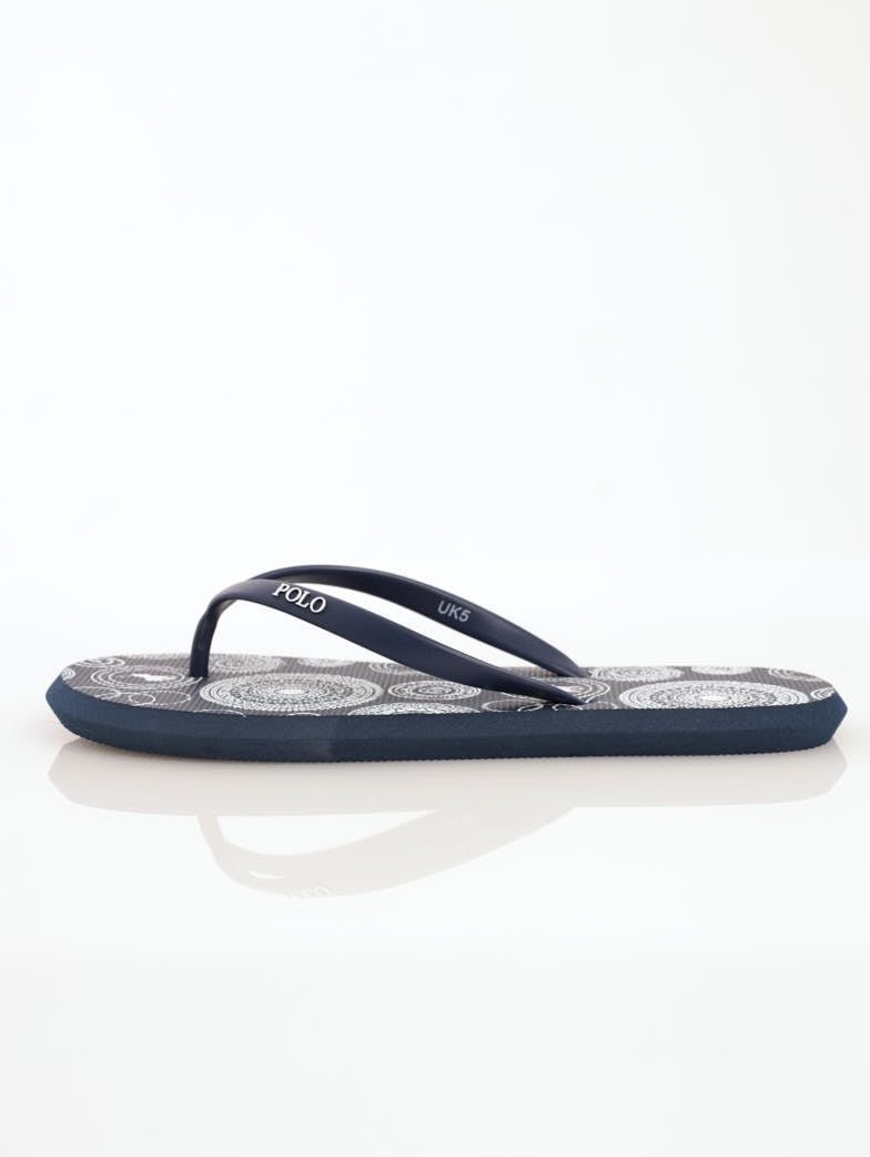 Ladies African Print Flip-Flop Sandal - Navy