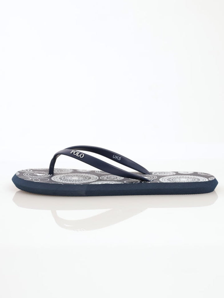 Ladies African Print Flip-Flop Sandal - Navy