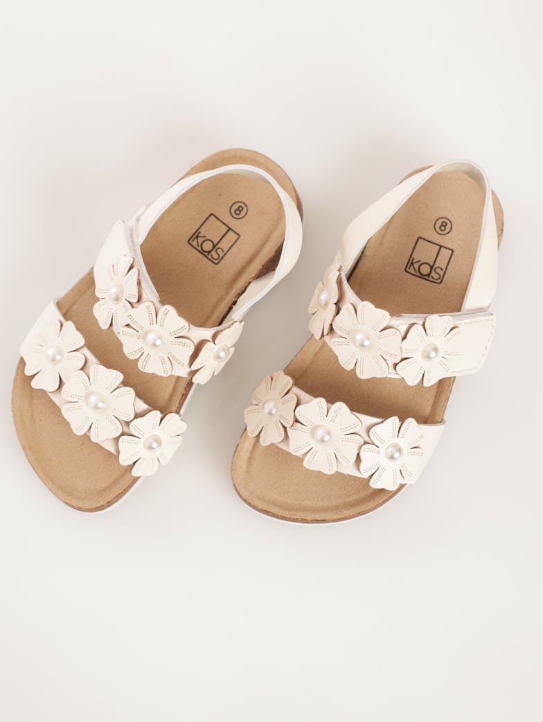 Girls Health Sandal - White Flower