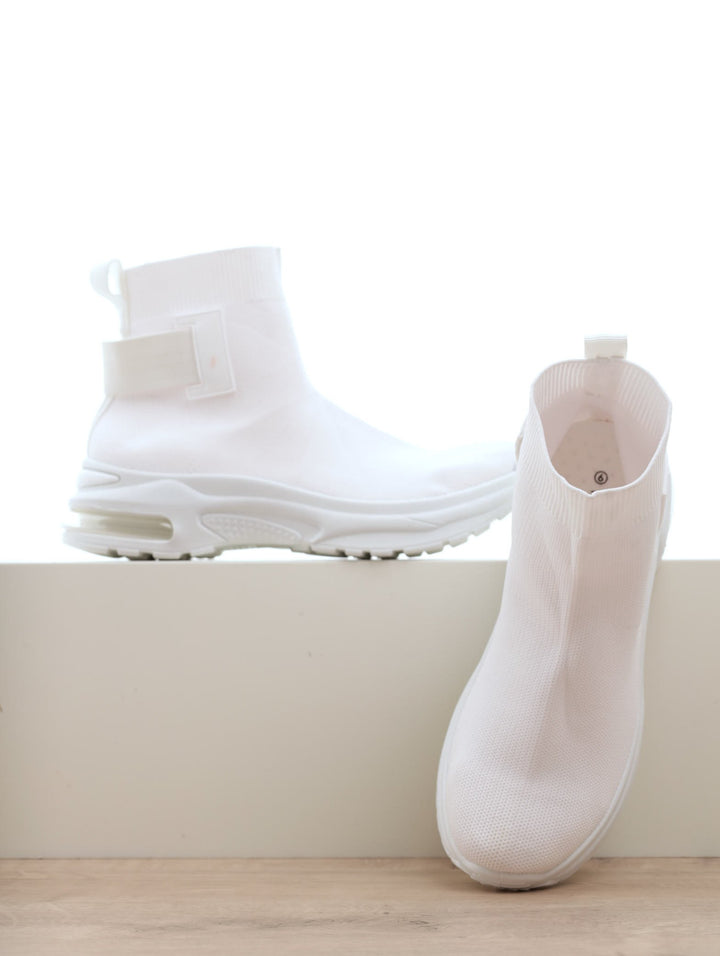Ladies Sock High Top Sneaker - White